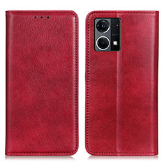 Custodia Portafoglio In Pelle Cover con Supporto N01P per Oppo Reno7 4G Rosso