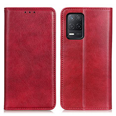 Custodia Portafoglio In Pelle Cover con Supporto N01P per Realme 9 5G India Rosso