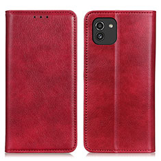 Custodia Portafoglio In Pelle Cover con Supporto N01P per Samsung Galaxy A03 Rosso