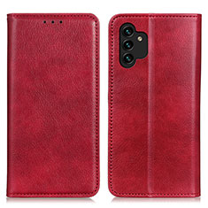 Custodia Portafoglio In Pelle Cover con Supporto N01P per Samsung Galaxy A13 4G Rosso