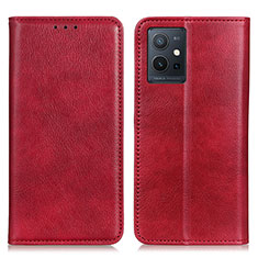 Custodia Portafoglio In Pelle Cover con Supporto N01P per Vivo Y55s 5G Rosso