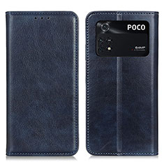 Custodia Portafoglio In Pelle Cover con Supporto N01P per Xiaomi Poco M4 Pro 4G Blu