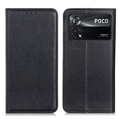 Custodia Portafoglio In Pelle Cover con Supporto N01P per Xiaomi Poco X4 Pro 5G Nero