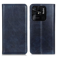 Custodia Portafoglio In Pelle Cover con Supporto N01P per Xiaomi Redmi 10 India Blu