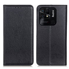 Custodia Portafoglio In Pelle Cover con Supporto N01P per Xiaomi Redmi 10 Power Nero