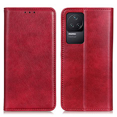 Custodia Portafoglio In Pelle Cover con Supporto N01P per Xiaomi Redmi K50 Pro 5G Rosso