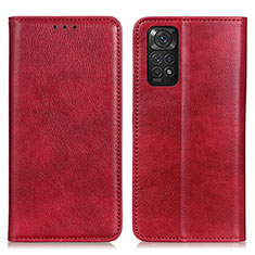 Custodia Portafoglio In Pelle Cover con Supporto N01P per Xiaomi Redmi Note 11 4G (2022) Rosso