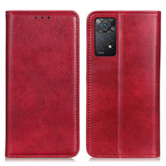 Custodia Portafoglio In Pelle Cover con Supporto N01P per Xiaomi Redmi Note 11 Pro 4G Rosso