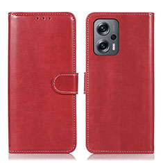 Custodia Portafoglio In Pelle Cover con Supporto N01P per Xiaomi Redmi Note 12 Turbo 5G Rosso