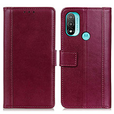 Custodia Portafoglio In Pelle Cover con Supporto N02P per Motorola Moto E20 Rosso