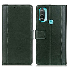Custodia Portafoglio In Pelle Cover con Supporto N02P per Motorola Moto E20 Verde