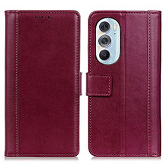 Custodia Portafoglio In Pelle Cover con Supporto N02P per Motorola Moto Edge 30 Pro 5G Rosso