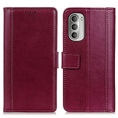 Custodia Portafoglio In Pelle Cover con Supporto N02P per Motorola Moto G Stylus (2022) 5G Rosso