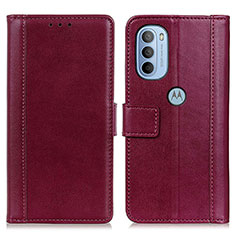 Custodia Portafoglio In Pelle Cover con Supporto N02P per Motorola Moto G31 Rosso