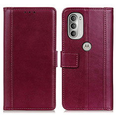 Custodia Portafoglio In Pelle Cover con Supporto N02P per Motorola Moto G51 5G Rosso