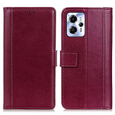 Custodia Portafoglio In Pelle Cover con Supporto N02P per Motorola Moto G53j 5G Rosso