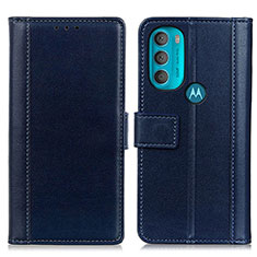 Custodia Portafoglio In Pelle Cover con Supporto N02P per Motorola Moto G71 5G Blu