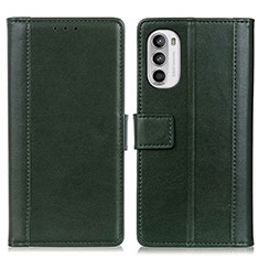 Custodia Portafoglio In Pelle Cover con Supporto N02P per Motorola Moto G71s 5G Verde