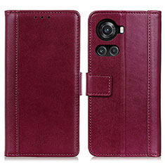 Custodia Portafoglio In Pelle Cover con Supporto N02P per OnePlus 10R 5G Rosso