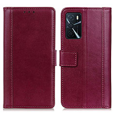 Custodia Portafoglio In Pelle Cover con Supporto N02P per Oppo A54s Rosso