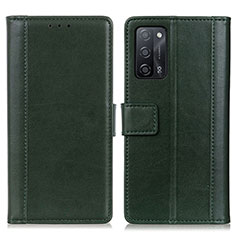 Custodia Portafoglio In Pelle Cover con Supporto N02P per Oppo A55 5G Verde