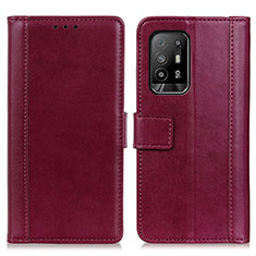 Custodia Portafoglio In Pelle Cover con Supporto N02P per Oppo A94 5G Rosso