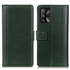 Custodia Portafoglio In Pelle Cover con Supporto N02P per Oppo F19 Verde