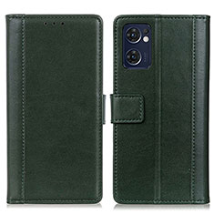 Custodia Portafoglio In Pelle Cover con Supporto N02P per Oppo Find X5 Lite 5G Verde