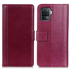 Custodia Portafoglio In Pelle Cover con Supporto N02P per Oppo Reno5 F Rosso