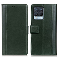 Custodia Portafoglio In Pelle Cover con Supporto N02P per Realme 8 Pro Verde