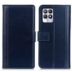 Custodia Portafoglio In Pelle Cover con Supporto N02P per Realme 8i Blu