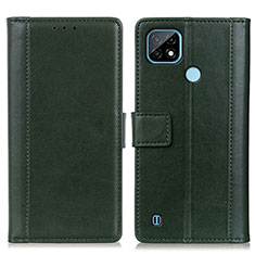 Custodia Portafoglio In Pelle Cover con Supporto N02P per Realme C21 Verde