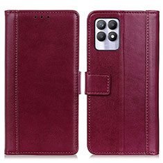 Custodia Portafoglio In Pelle Cover con Supporto N02P per Realme Narzo 50 4G Rosso