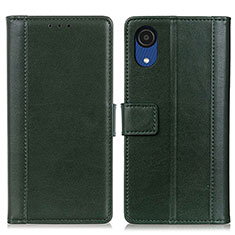 Custodia Portafoglio In Pelle Cover con Supporto N02P per Samsung Galaxy A03 Core Verde