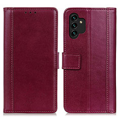 Custodia Portafoglio In Pelle Cover con Supporto N02P per Samsung Galaxy A13 4G Rosso