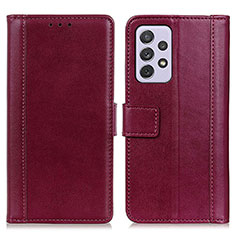 Custodia Portafoglio In Pelle Cover con Supporto N02P per Samsung Galaxy A73 5G Rosso