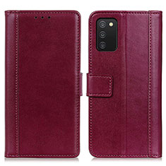 Custodia Portafoglio In Pelle Cover con Supporto N02P per Samsung Galaxy F02S SM-E025F Rosso