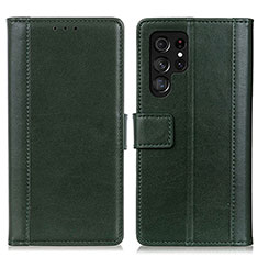 Custodia Portafoglio In Pelle Cover con Supporto N02P per Samsung Galaxy S21 Ultra 5G Verde