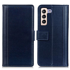 Custodia Portafoglio In Pelle Cover con Supporto N02P per Samsung Galaxy S22 Plus 5G Blu