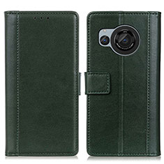 Custodia Portafoglio In Pelle Cover con Supporto N02P per Sharp Aquos R8 Verde