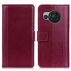 Custodia Portafoglio In Pelle Cover con Supporto N02P per Sharp Aquos R8s Rosso