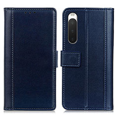 Custodia Portafoglio In Pelle Cover con Supporto N02P per Sony Xperia 10 IV Blu