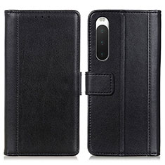 Custodia Portafoglio In Pelle Cover con Supporto N02P per Sony Xperia 10 IV SO-52C Nero