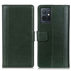 Custodia Portafoglio In Pelle Cover con Supporto N02P per Vivo Y55s 5G Verde