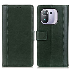 Custodia Portafoglio In Pelle Cover con Supporto N02P per Xiaomi Mi 11 Pro 5G Verde