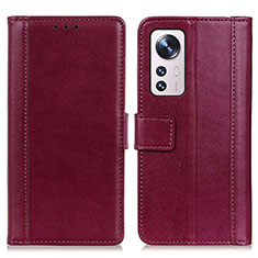 Custodia Portafoglio In Pelle Cover con Supporto N02P per Xiaomi Mi 12X 5G Rosso