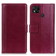 Custodia Portafoglio In Pelle Cover con Supporto N02P per Xiaomi POCO C3 Rosso
