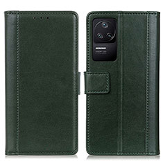 Custodia Portafoglio In Pelle Cover con Supporto N02P per Xiaomi Poco F4 5G Verde