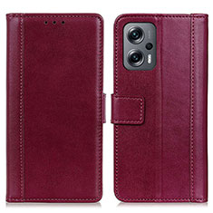 Custodia Portafoglio In Pelle Cover con Supporto N02P per Xiaomi Poco F5 5G Rosso