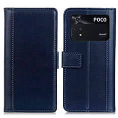 Custodia Portafoglio In Pelle Cover con Supporto N02P per Xiaomi Poco M4 Pro 4G Blu